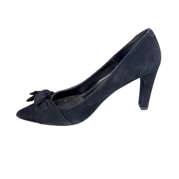 Vaneli Women's Black Suede Bow Pointed Toe Heels Size 8 Formal Pumps - Picture 7 of 10